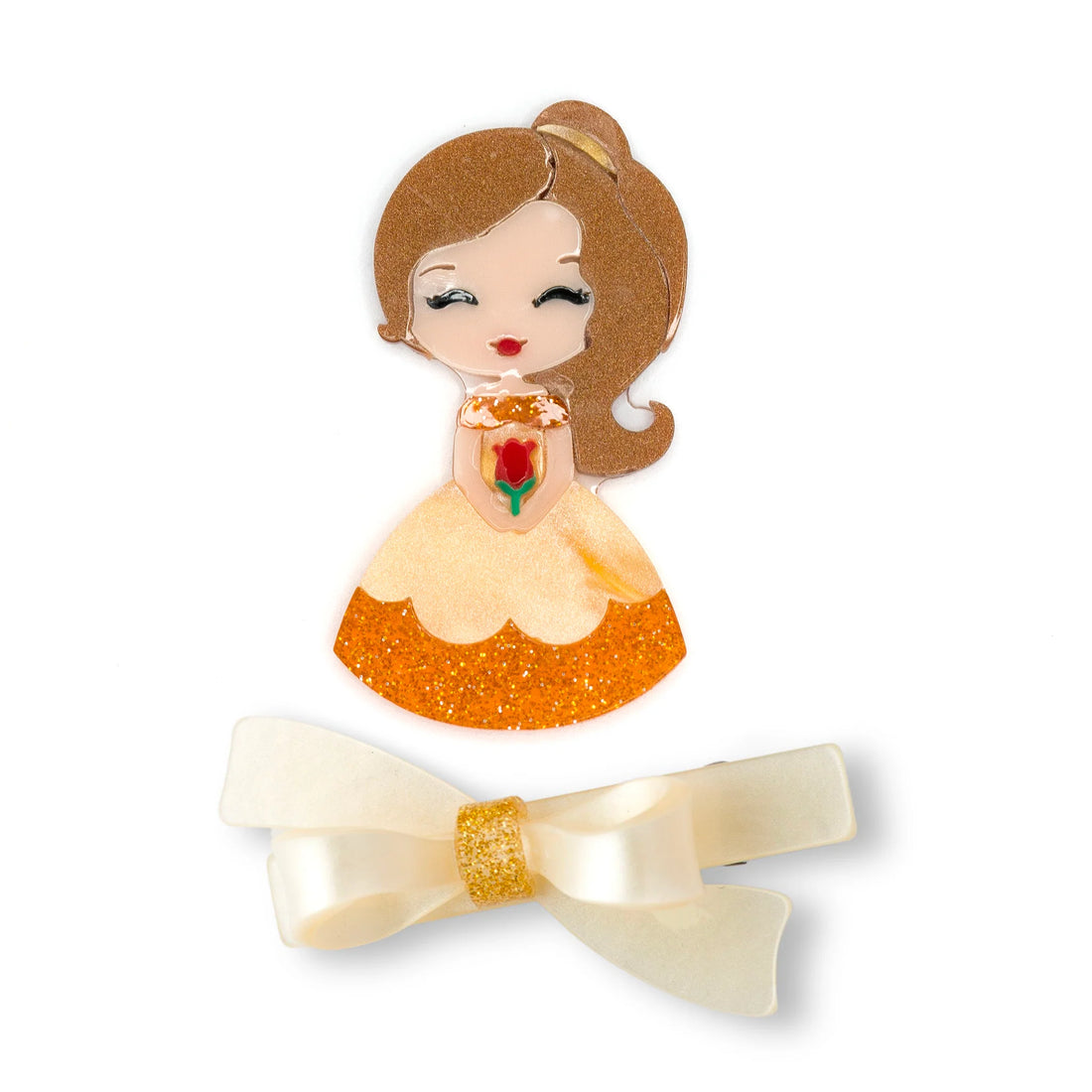 Cute Doll yellow dress &amp; Bow Hair Clips