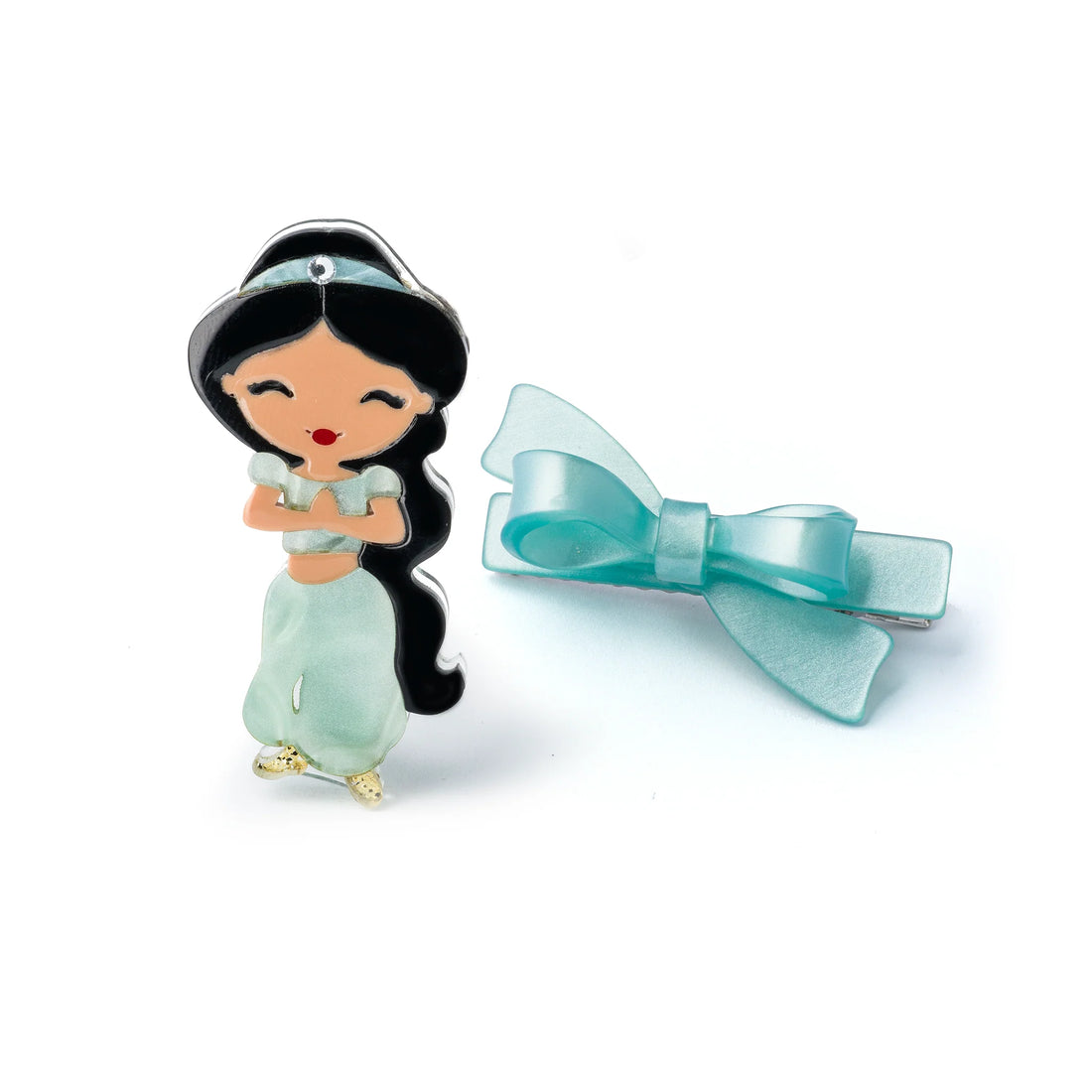 Cute Doll Black Hair &amp; Bow Alligator Clips