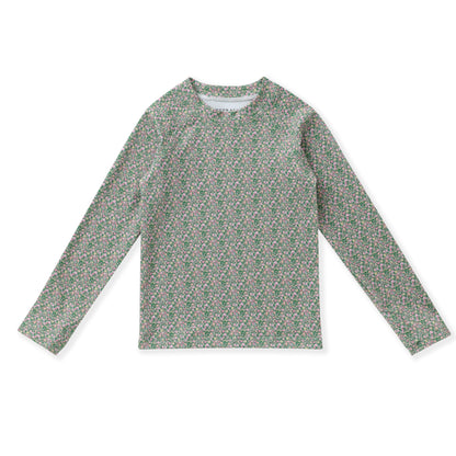 Olive Ditsy LS Top with Finger Hole