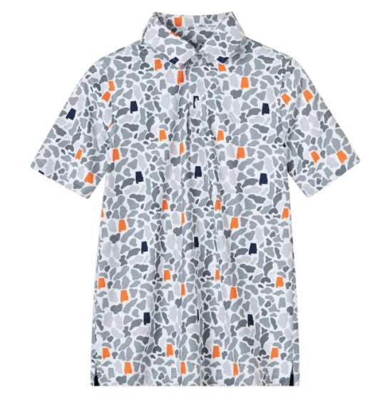 Navy/Orange AL Camo Performance SS Polo