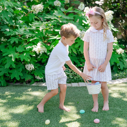 Libbie Dress: Pink Easter Bunnies
