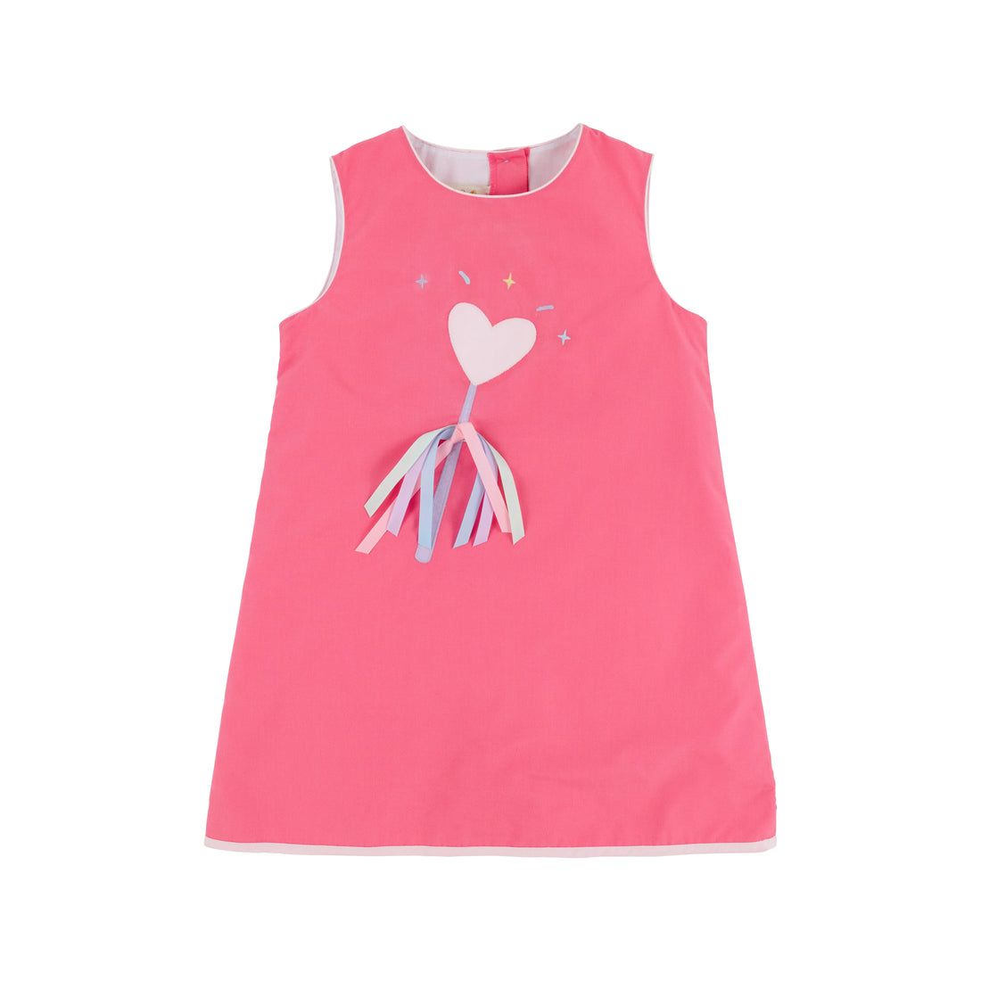 TBBC Broadcloth Annie Apron Dress: Romany Rose/Palm Beach Pink with Wand Applique