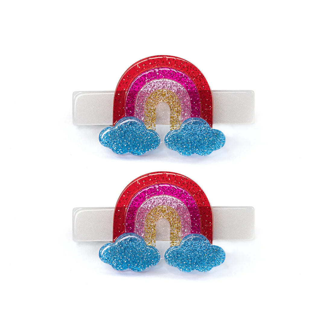 Rainbow Glitter Hair Clips