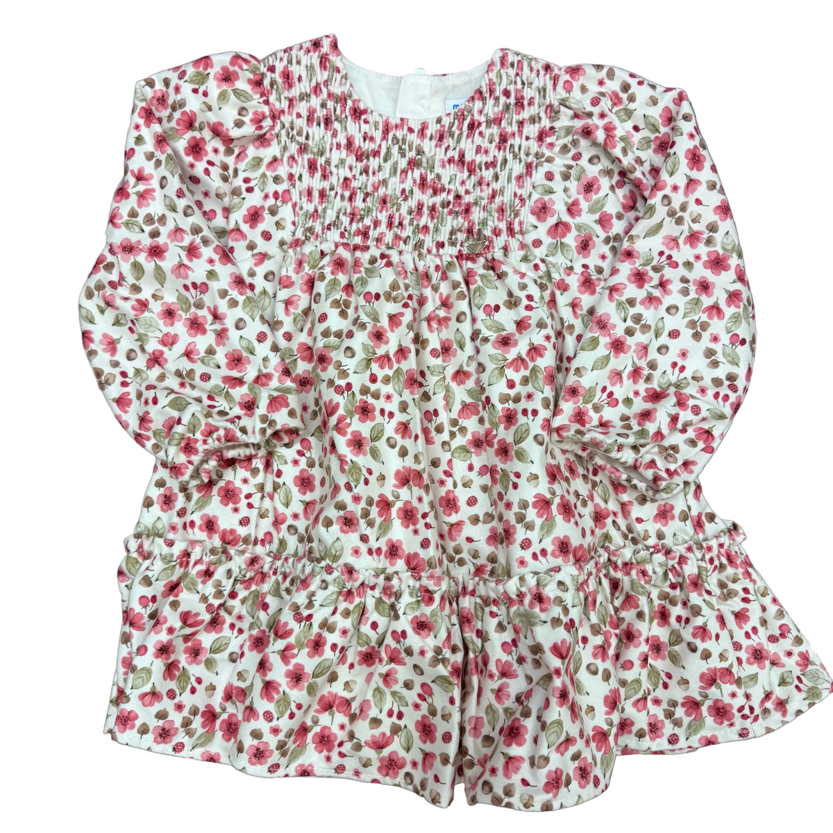 Smocked Floral Velvet Dress