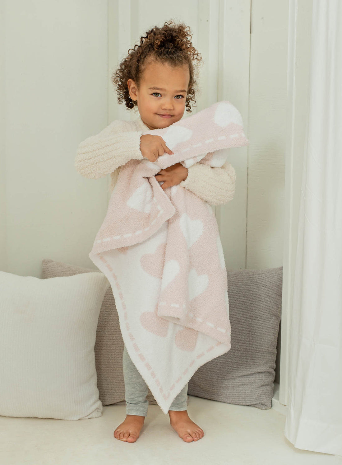 Barefoot Dreams CozyChic® Dream Receiving Blanket: Pink with Hearts