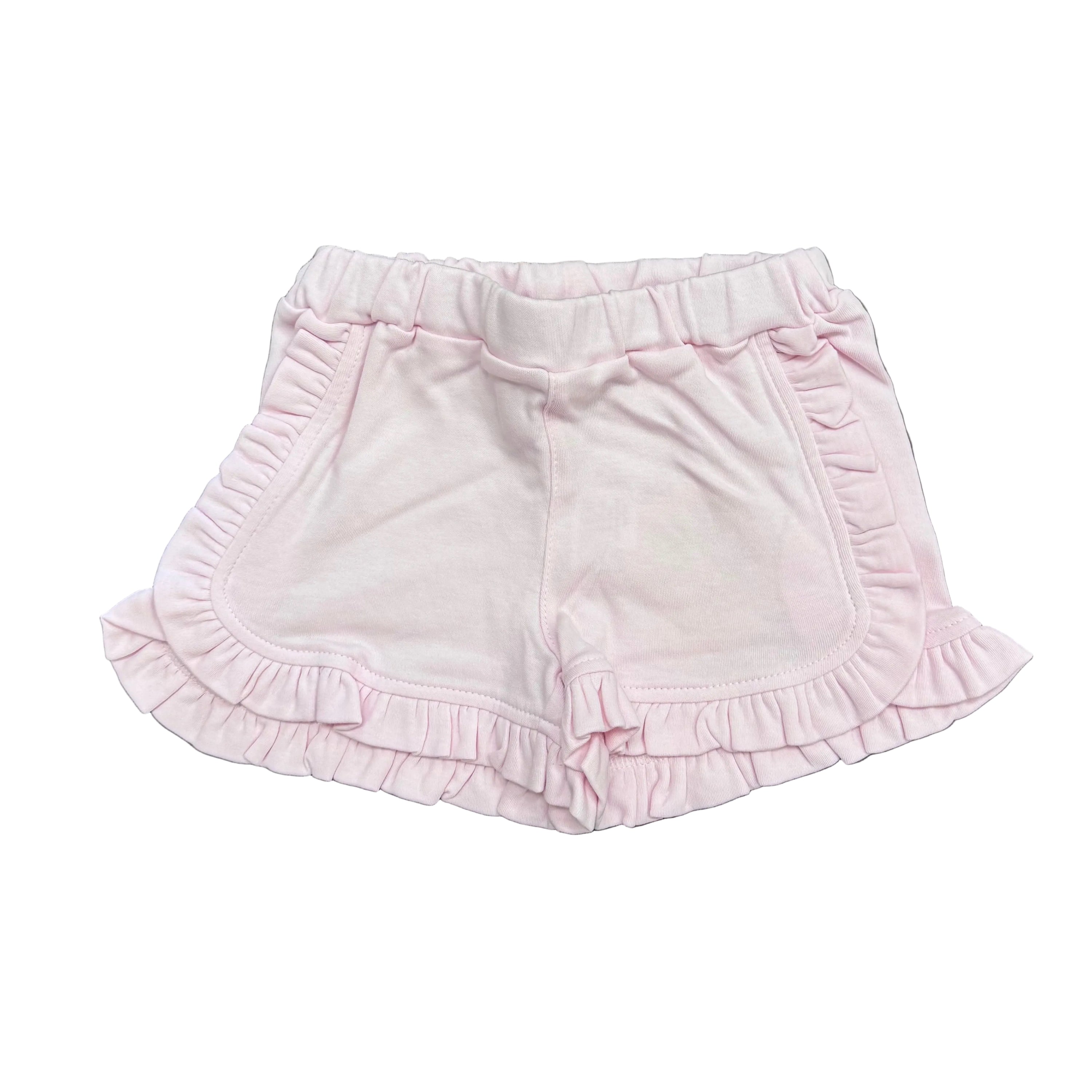 Light Pink Ruffle Trim Shorts