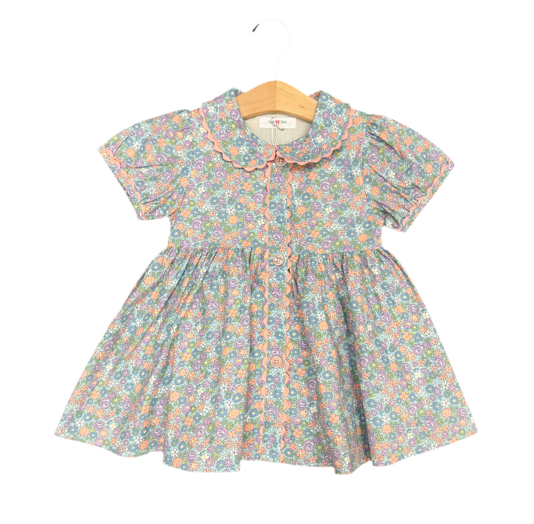 SS Scalloped Collar Button Front Dress