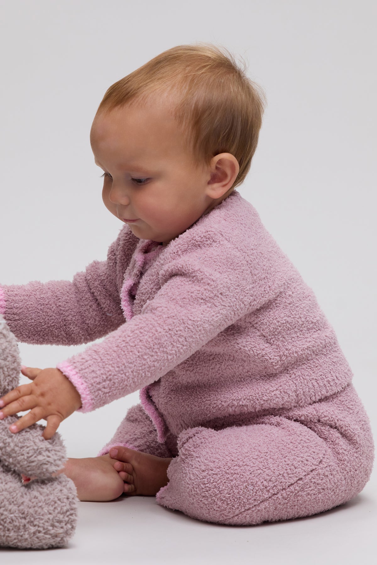 Barefoot Dreams CozyChic® Baby Tipped Cardi: Teaberry / Barbie Pink