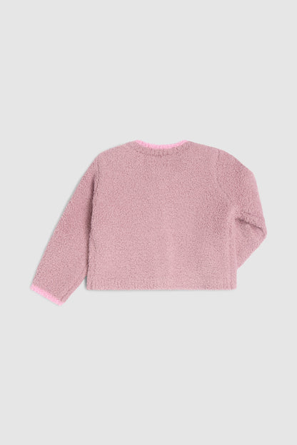 Barefoot Dreams CozyChic® Baby Tipped Cardi: Teaberry / Barbie Pink