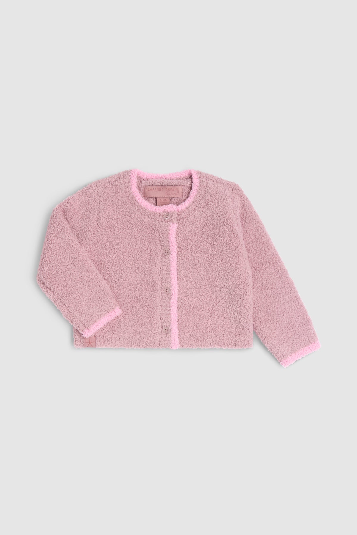 Barefoot Dreams CozyChic® Baby Tipped Cardi: Teaberry / Barbie Pink