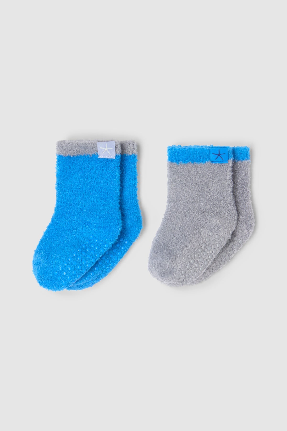 Barefoot Dreams CozyChic Lite® Baby Tipped Sock Set: Chambray / Cyan