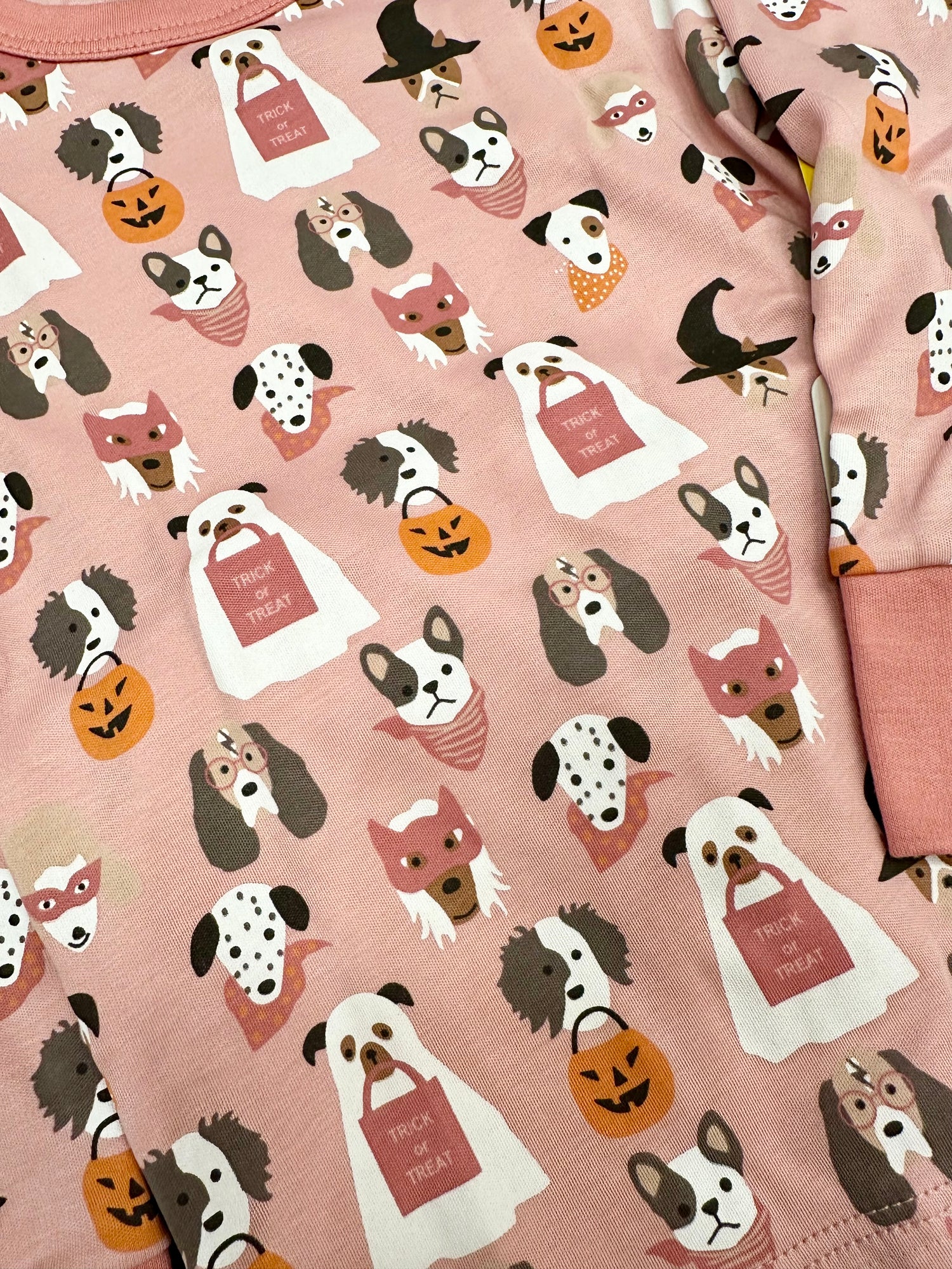 Halloween Hounds Long Pajamas: Dusty Rose