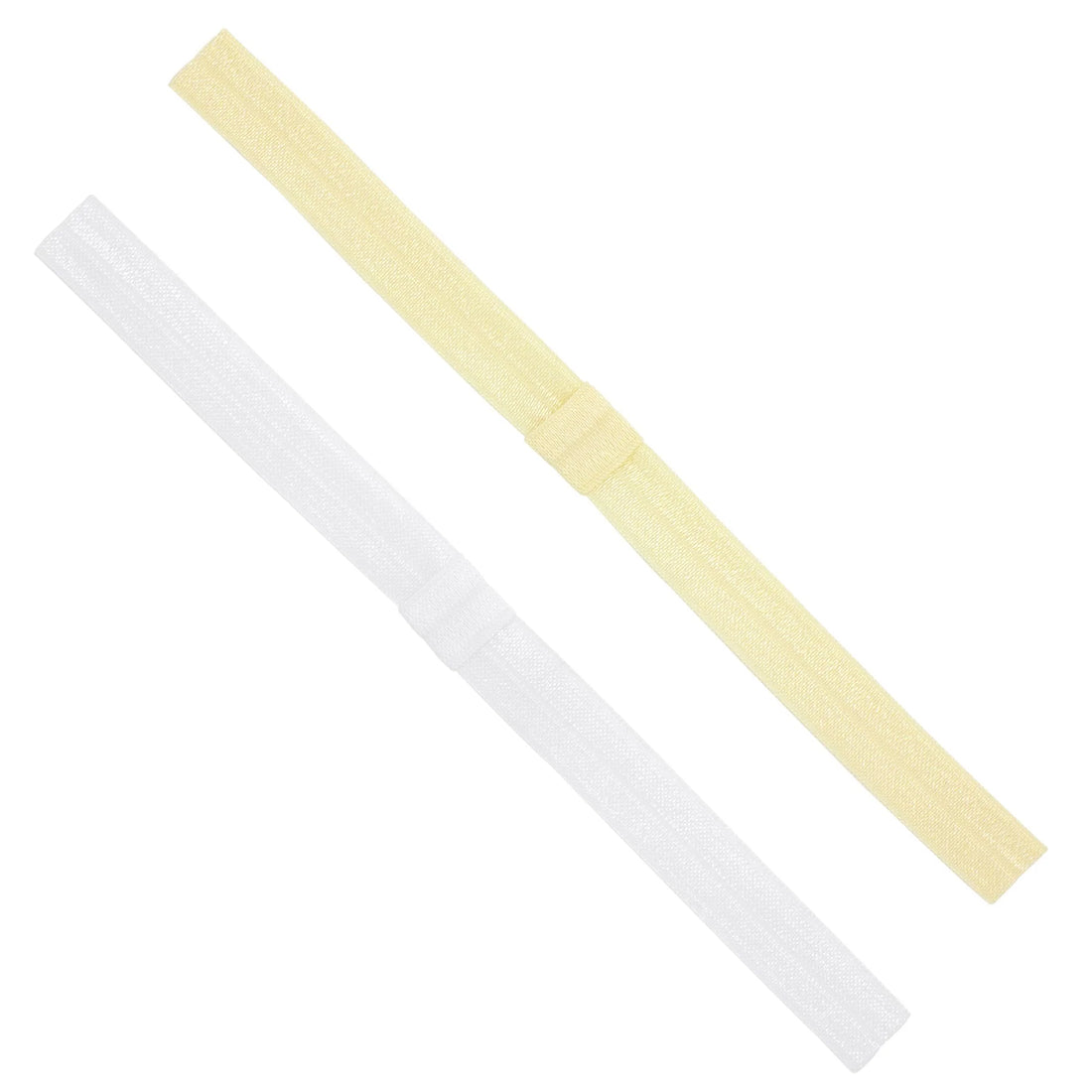 Two Pack Narrow Stretch Add-A-Bow Baby Girl Headbands: White &amp; Ivory