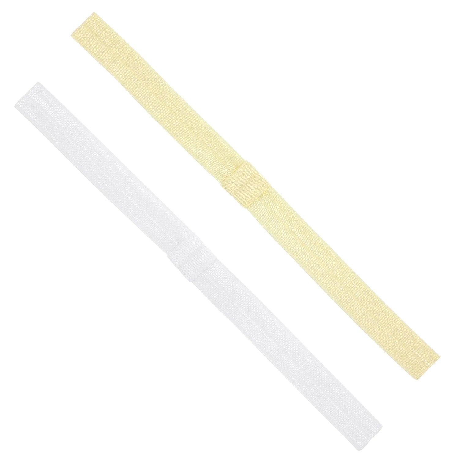 Two Pack Narrow Stretch Add-A-Bow Baby Girl Headbands: White &amp; Ivory