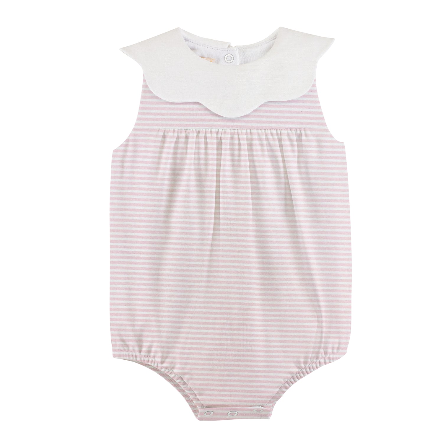 Pink Stripes Scallop Collar Bubble