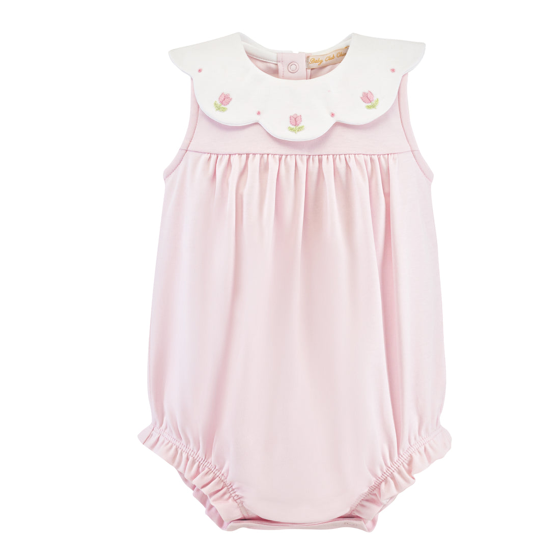 Pink Bib Bubble with Floral Hand Embroidery