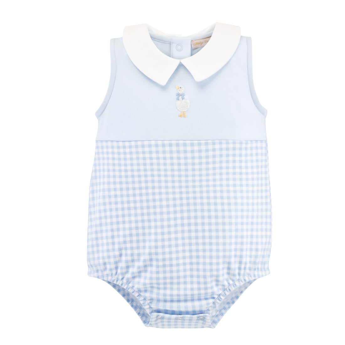 Light Blue Gingham Bubble with Hand Embroidery
