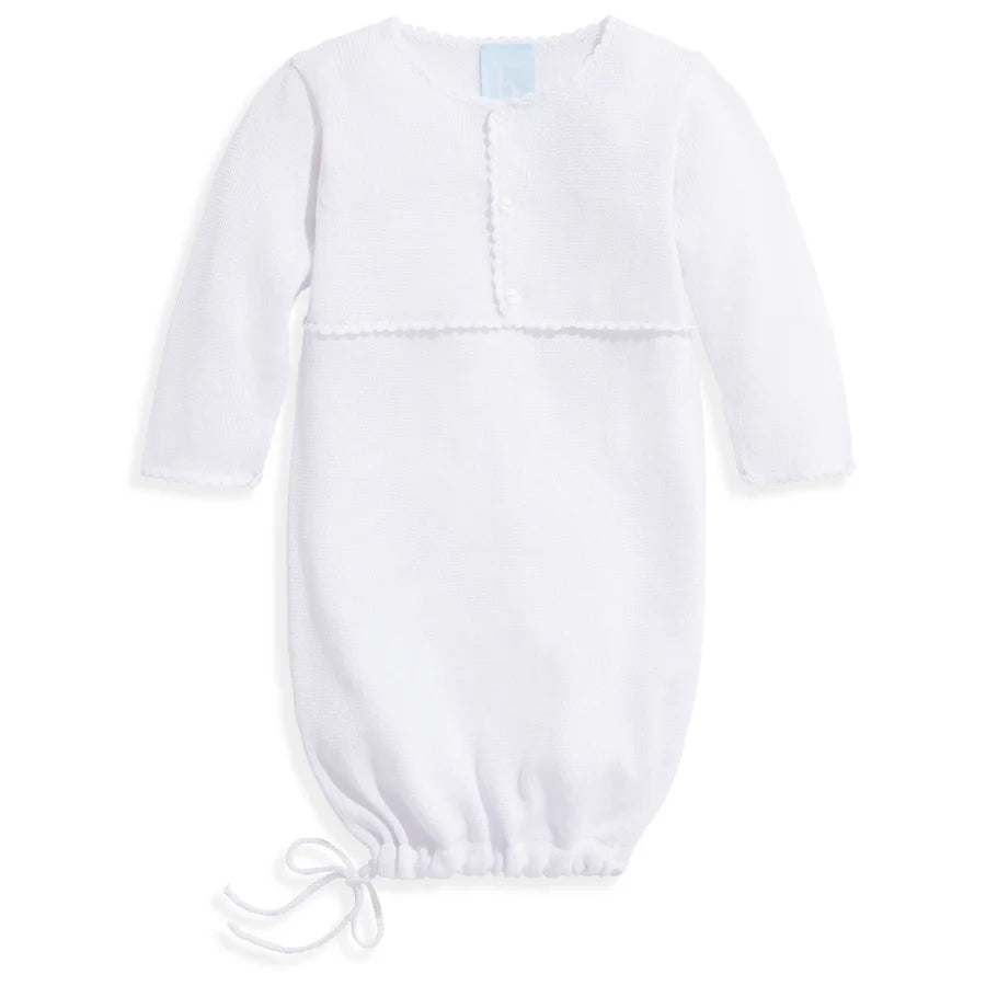 Mercerized Pima Baby Gown: White