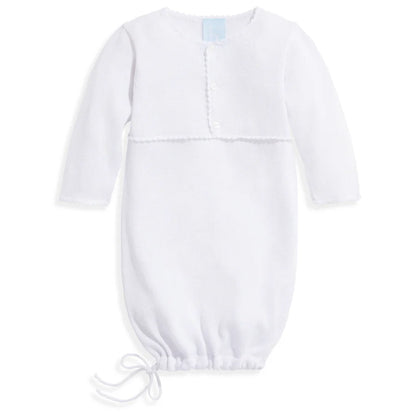 Mercerized Pima Baby Gown: White