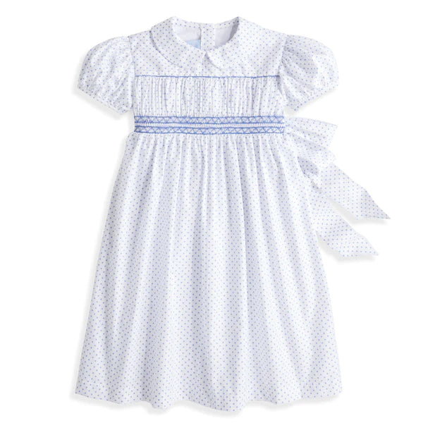 Smocked Judy Dress with Periwinkle Dots