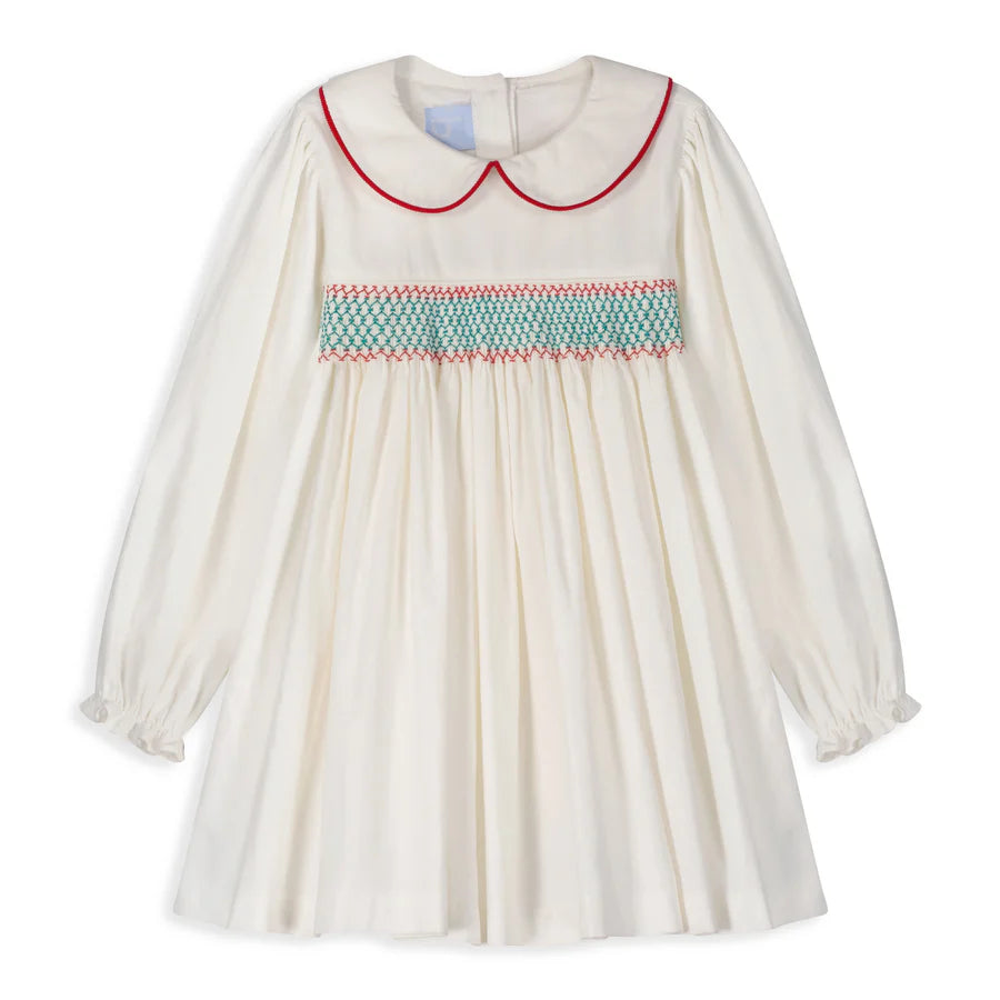 Smocked Peter Pan Ivory Cord Dress