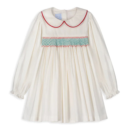 Smocked Peter Pan Ivory Cord Dress