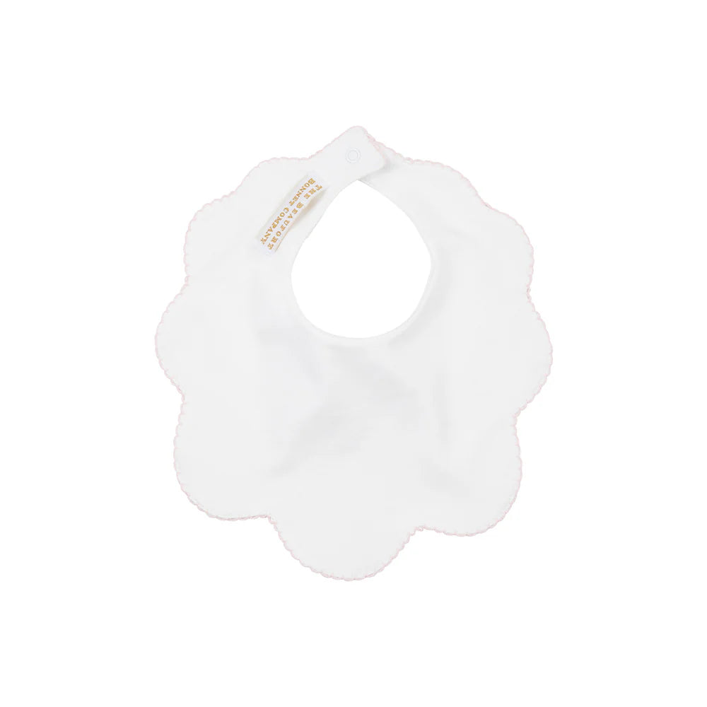 TBBC Bellyfull Bib: Worth Avenue White with Palm Beach Pink