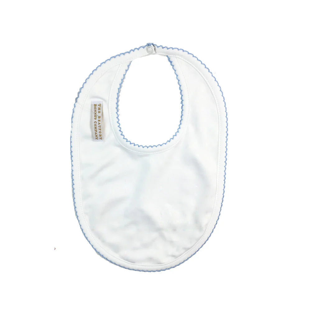 TBBC Bellyfull Bib: Worth Avenue White with Buckhead Blue