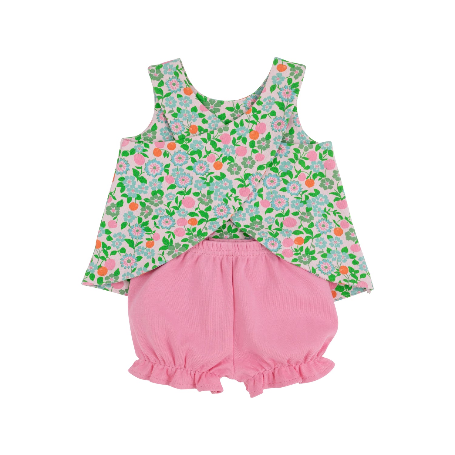 TBBC Pima Bettye Bloomer Set: Natchez and Nectarines with Hamptons Hot Pink