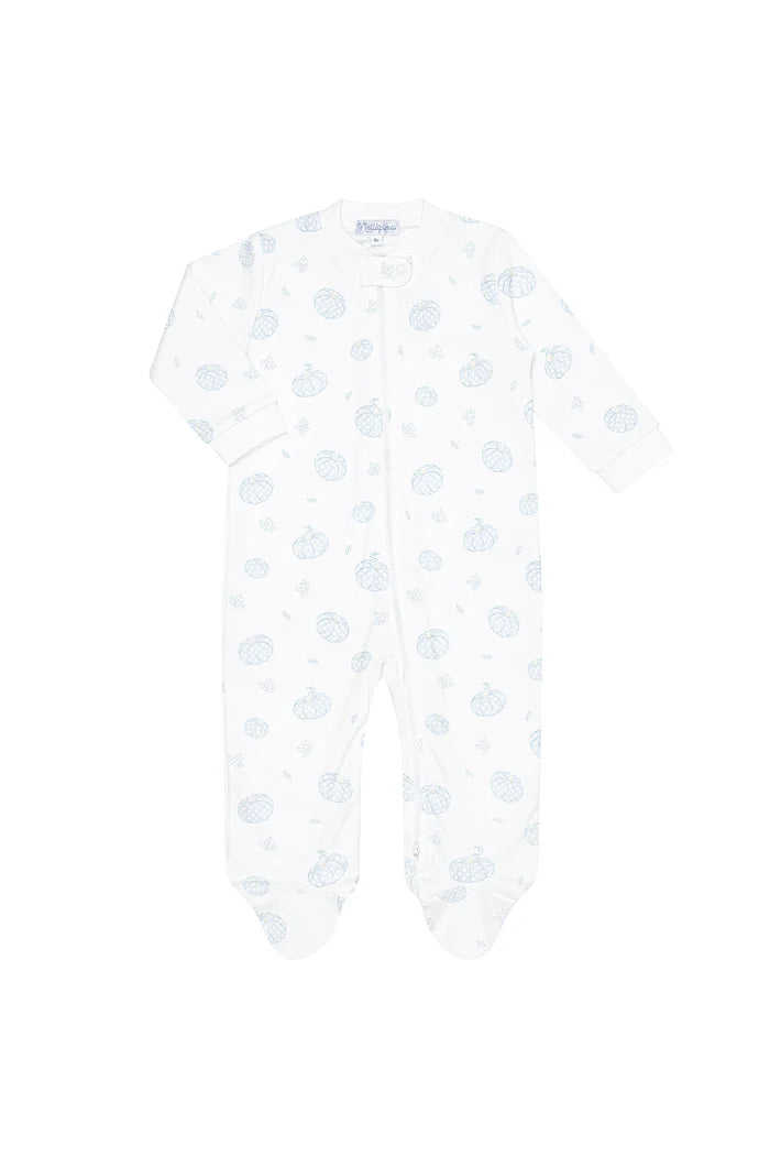 Blue Pumpkin Patch Zipper Footie