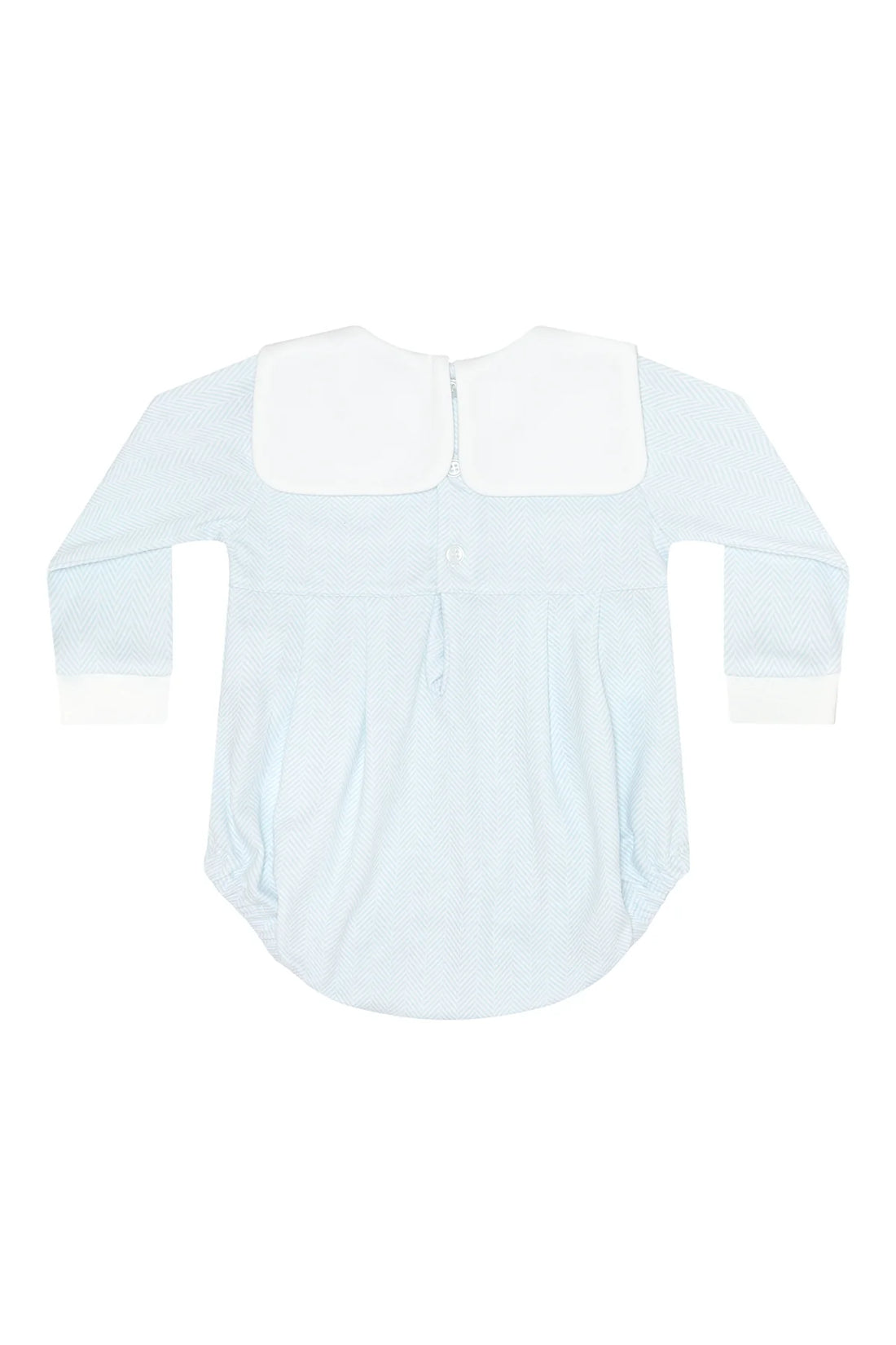 Blue Herringbone Embroidered LS Bubble