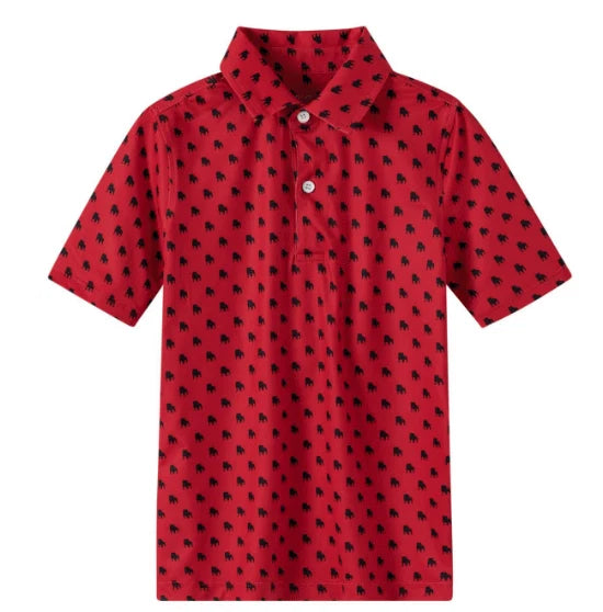 Red/Black Bulldog GA Outline Performance SS Polo