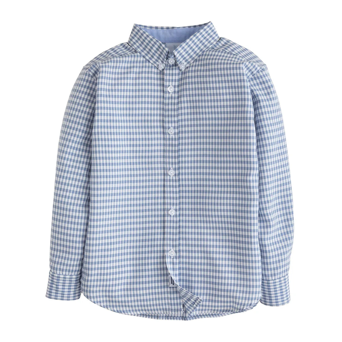 Button Down Shirt: Gray Blue Gingham