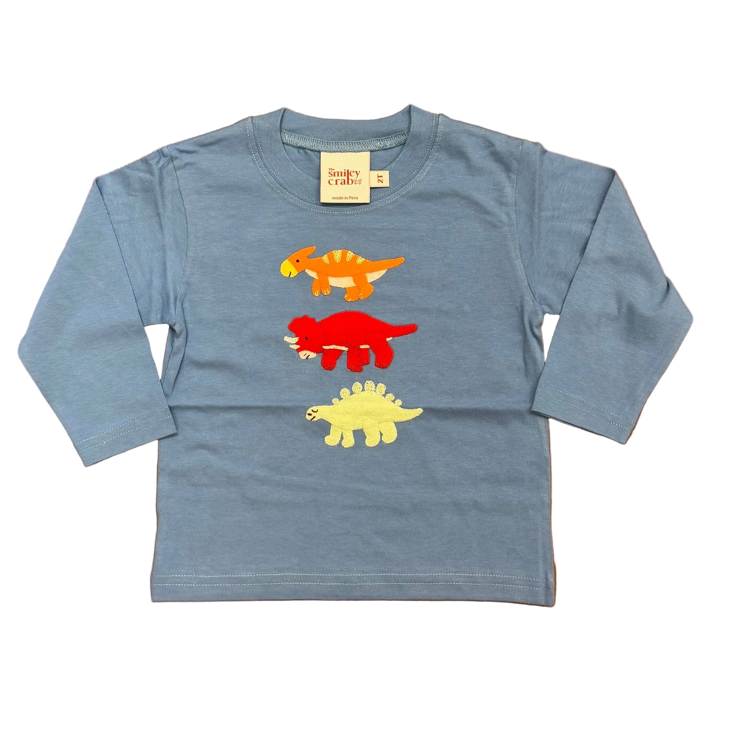Steel Blue LS T-Shirt with 3 Dinos Applique