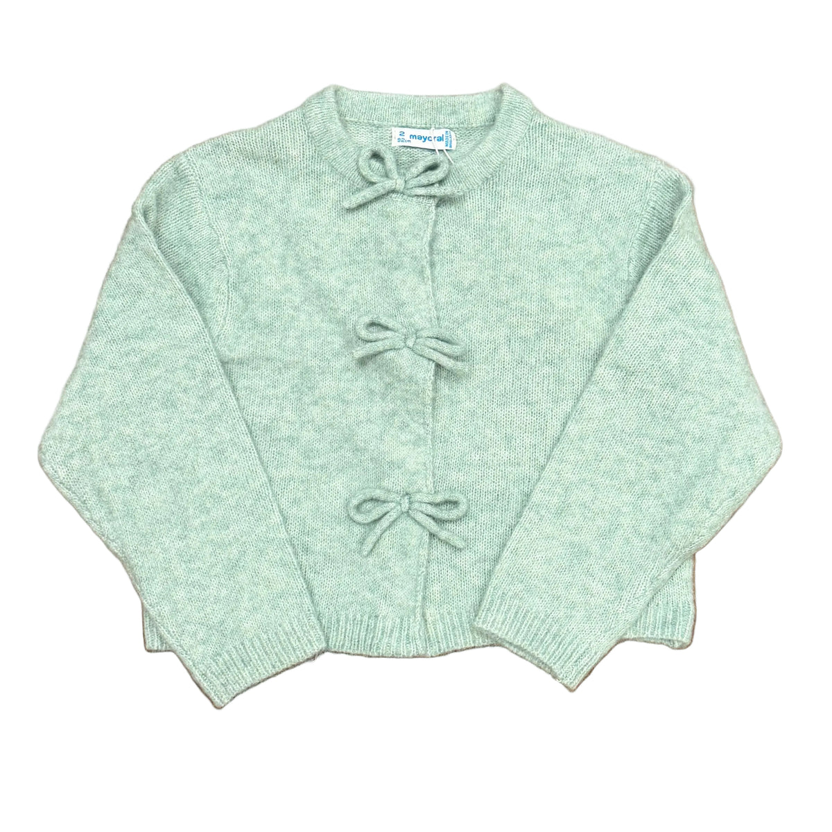 Light Green Cardigan Sweater with Bows