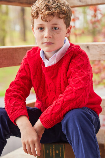 Red Cable Knit Sweater