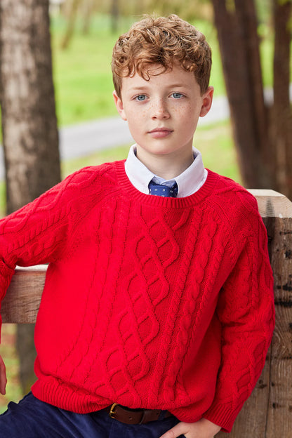 Red Cable Knit Sweater