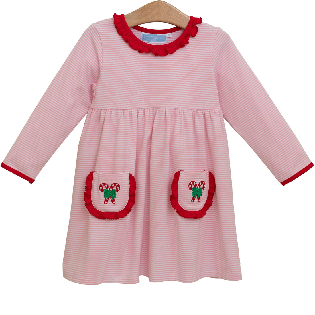 Light Pink Candy Cane Embroidered Dress