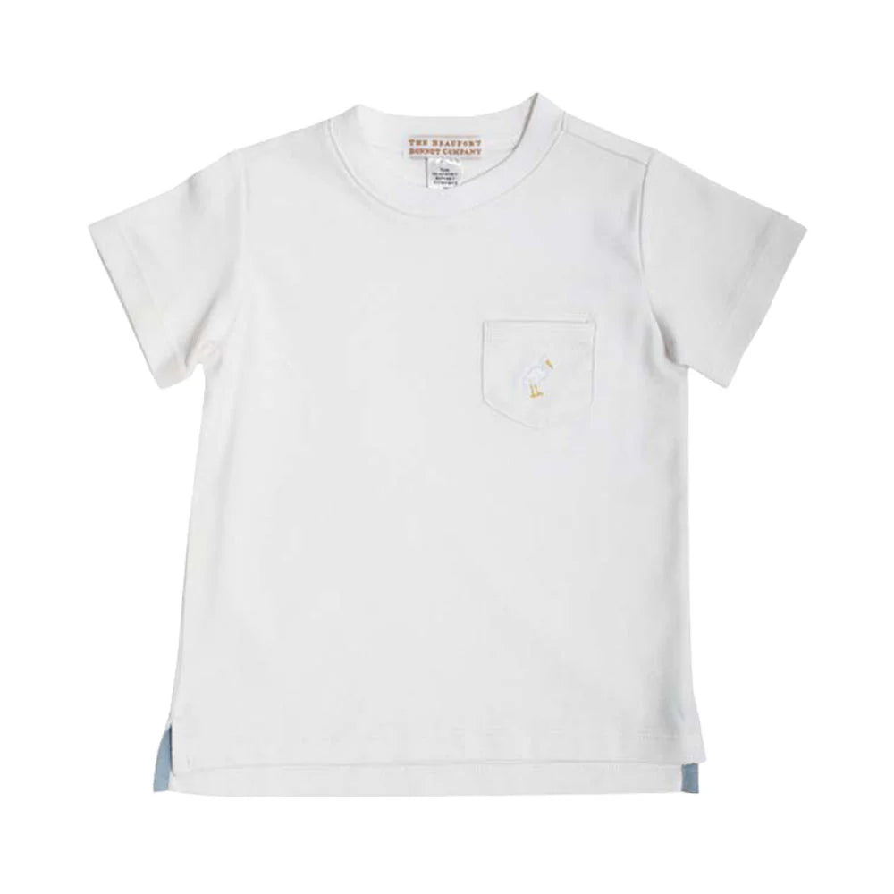 TBBC Short Sleeve Carter Crewneck: Worth Avenue White w/Mulitcolor Stork