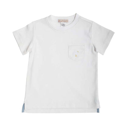 TBBC Short Sleeve Carter Crewneck: Worth Avenue White w/Mulitcolor Stork