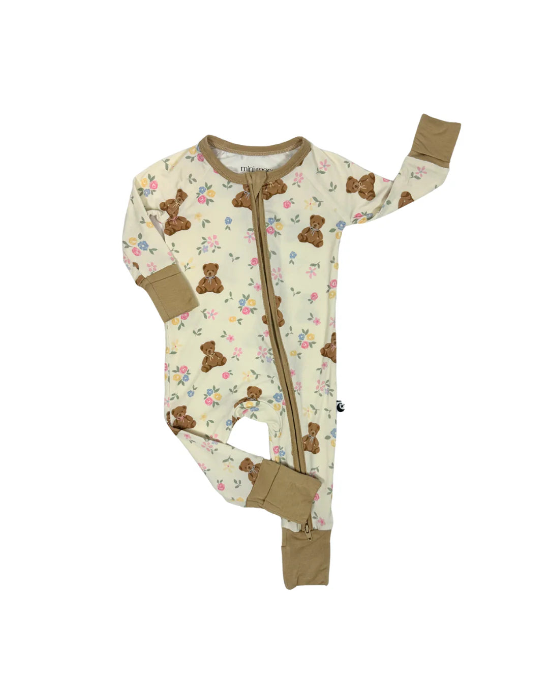 2-Way Zipper Romper: Teddy in Bloom