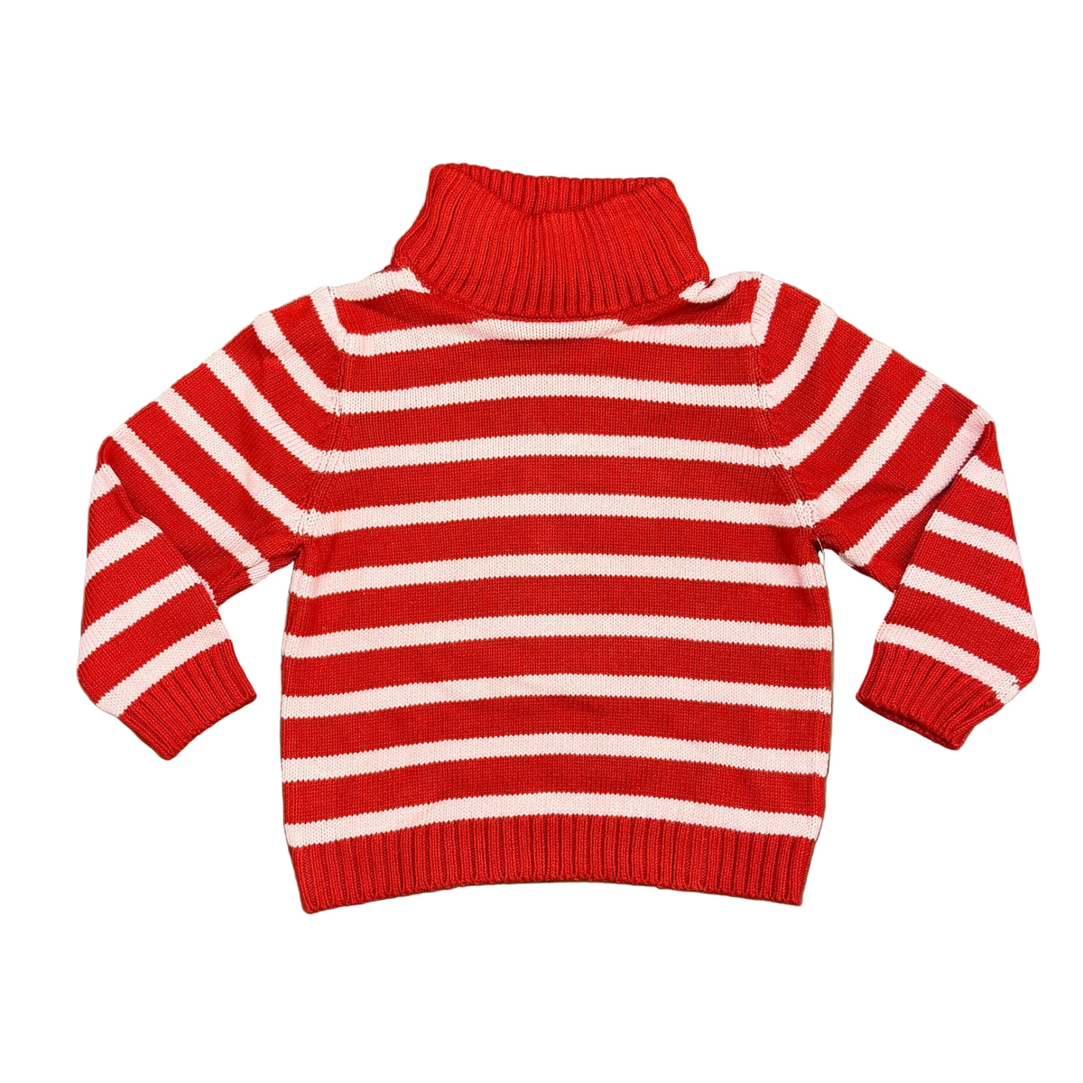 Girls Red/Pink Stripe Turtleneck Sweater