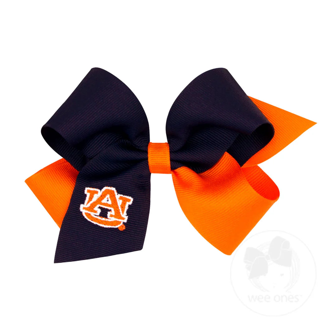 Medium Two-tone Auburn University Embroidered Grosgrain Hair Bow