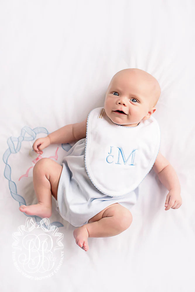 TBBC Bellyfull Bib: Worth Avenue White with Buckhead Blue