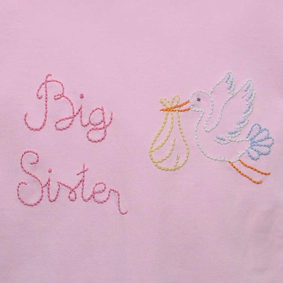 Pink Emma Blouse: Big Sister with Stork