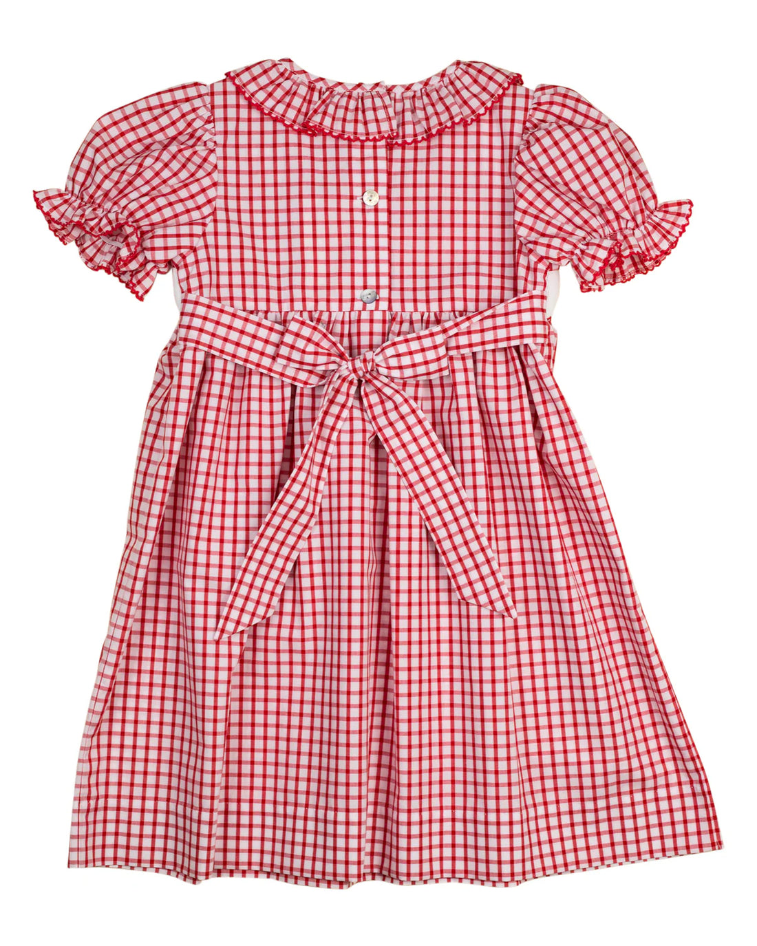Red Windowpane Smocked School Supplies Dress