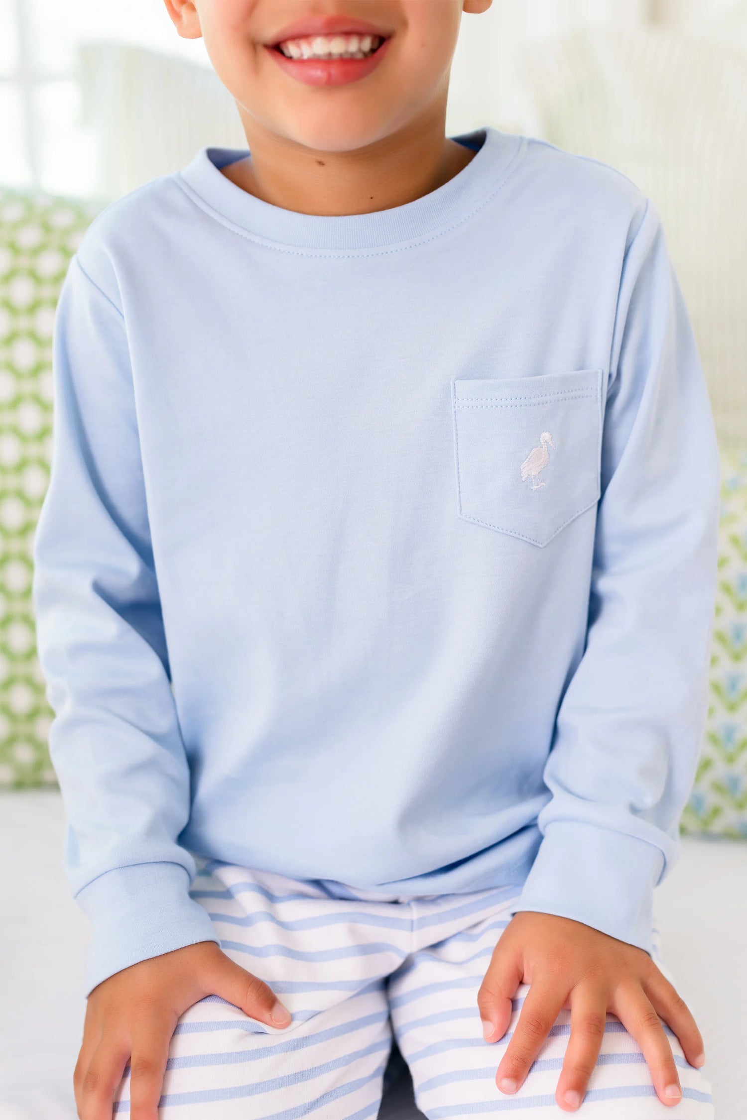 TBBC LS Carter Crewneck: Beale Street Blue with Worth Avenue White