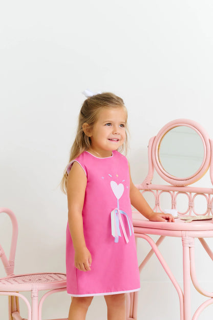 TBBC Broadcloth Annie Apron Dress: Romany Rose/Palm Beach Pink with Wand Applique