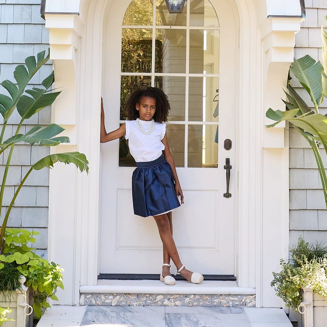 Bella Bliss Party Skirt: Navy Taffeta