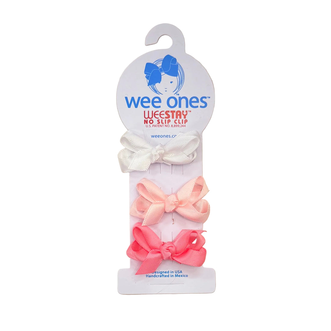 Baby Satin Hair Bows with Knot Wrap: White, Light Pink, Hot Pink